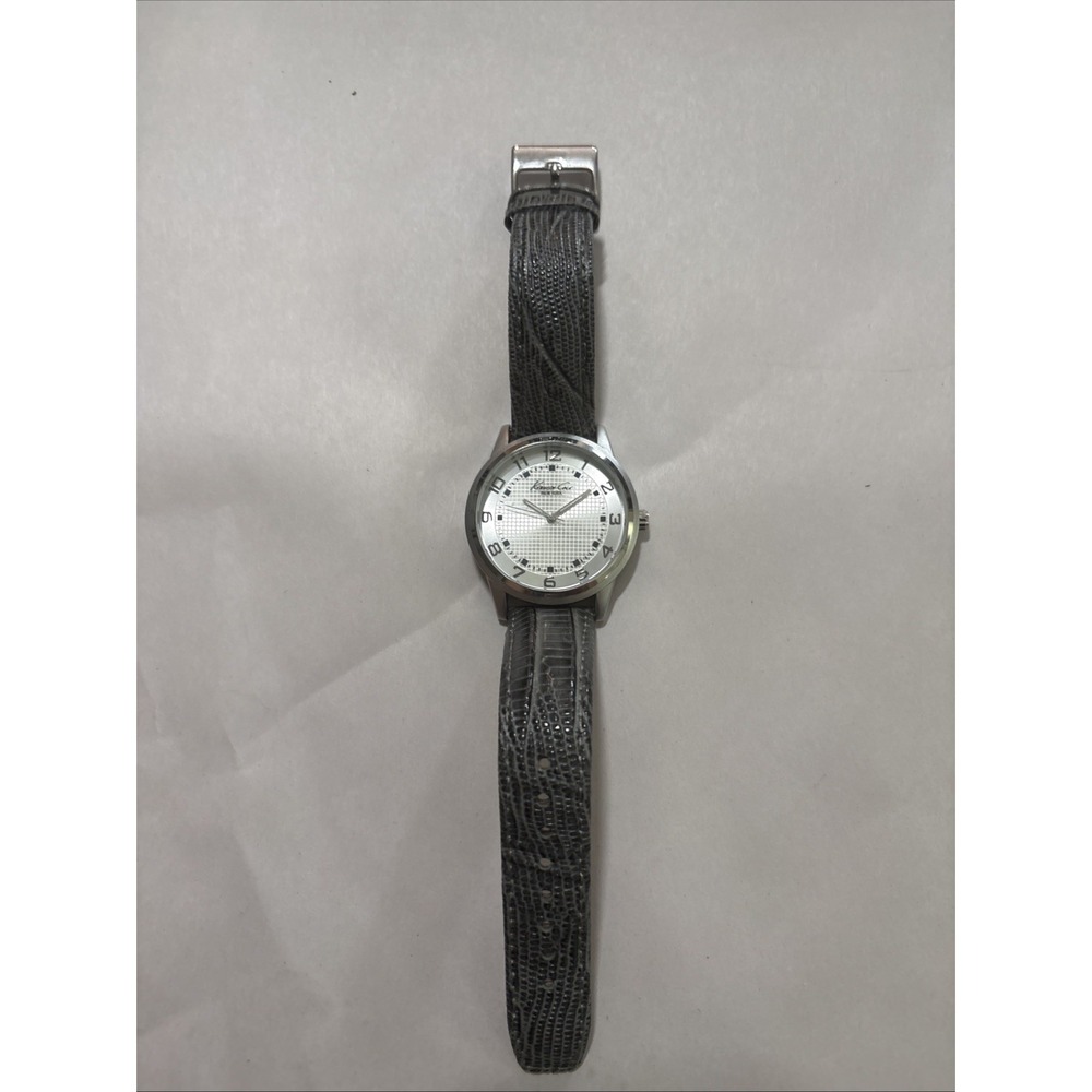 Kenneth Cole NY Men's Stainless Grey Croc-Embossed Leather Watch New Battery